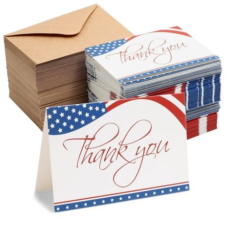 120 Pack American Flag Blank Thank You Cards With Envelopes Bulk 4x6 In