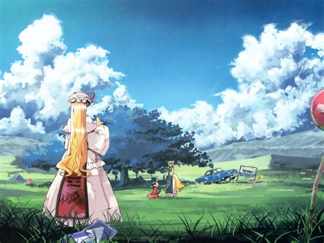 Blondes Tails Video Games Clouds Landscapes Nature Touhou Trees