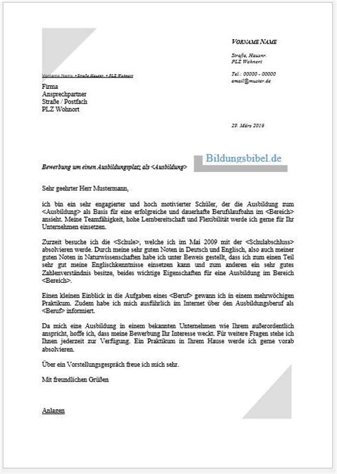Deine bewerbung sollte rüberbringen, dass du nicht irgendwo eine ausbildung machen möchtest, sondern genau dort. Bewerbung Ausbildung, Ausbildungsplatz Vorlage, Muster ...