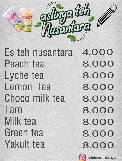 Selalu diperbarui! Menu Es Teh Nusantara, Koja
