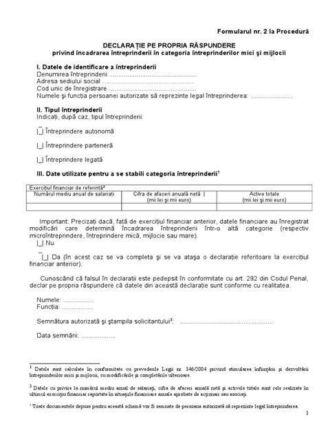 Declaratie Pe Propria Raspundere Imm Uri Formular 2 Pdf