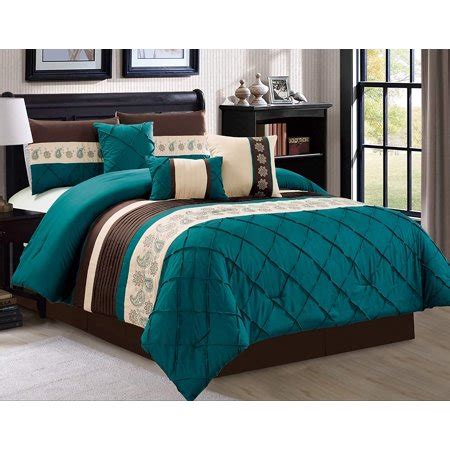 Comfort spaces comforter set ultra soft printed pattern hypoallergenic bedding, full/queen(90x90), coco teal damask. Oversize 7 Count Luxury Embroidery Bed in Bag Microfiber ...