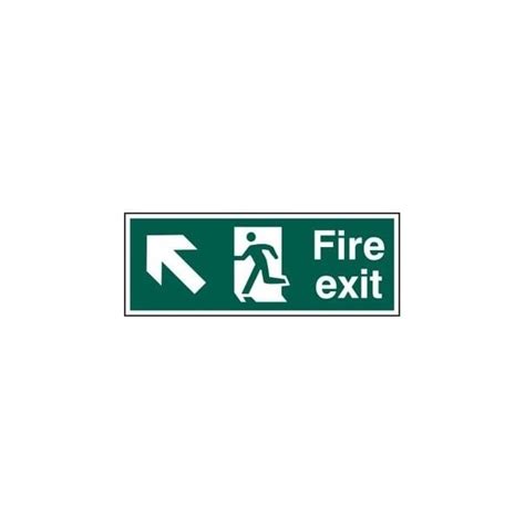 Fire Exit Sign With Man Running Left With Up Left Arrow
