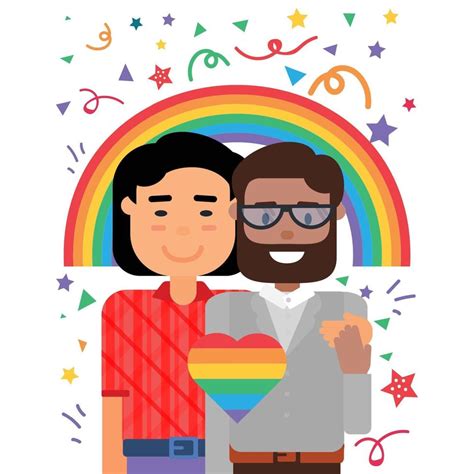 Happy Gay Couple Embracing Lgbt Homosexual Love 2276137 Vector Art At