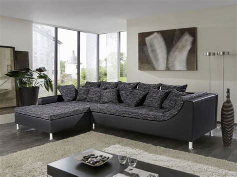 Abverkauf wohnen sam® esszimmerstuhl armlehnstuhl braun recyceltes leder. Eckcouch Madeleine 326x213cm schwarz-grau Couch Sofa ...