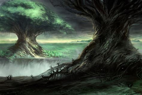 Two Giant Trees By Nele Diel On Deviantart Fantasy Landscape Fantasy