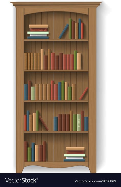 Wooden Bookcase Isolated With Books Royalty Free Vector