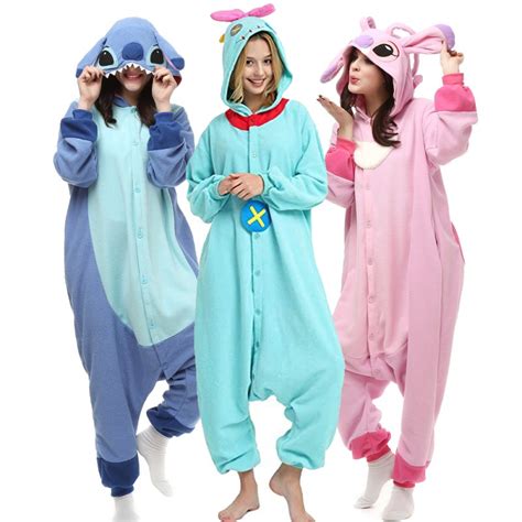 Lilo And Stitch Angel Scrump Onesie Pajamas Group Costume For Adult And Teens