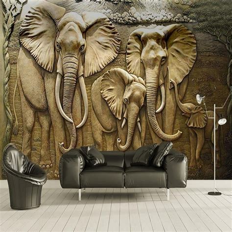 3d Elephants Mural Wallpaper In 2020 Elephant Wallpaper Mural