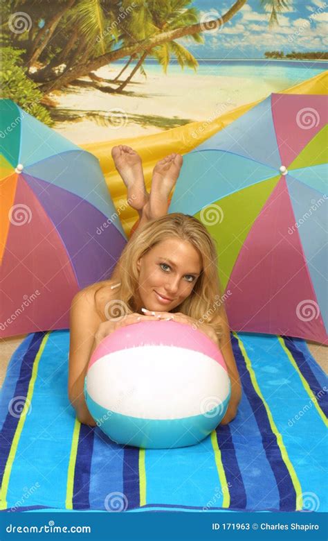 Beach Ball Girl Stock Image Image Of Outfit Long Ball