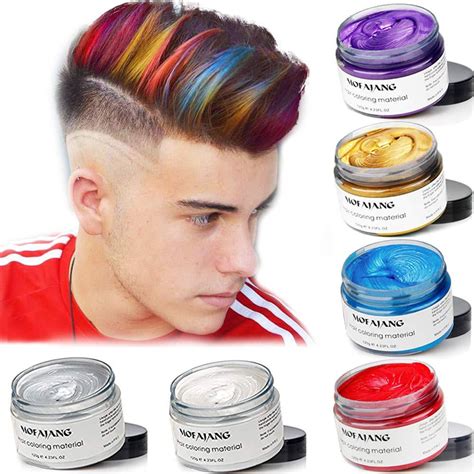 Mofajang 6 Colors Temporary Hair Dye Wax 6 In 1 White Sliver Blue