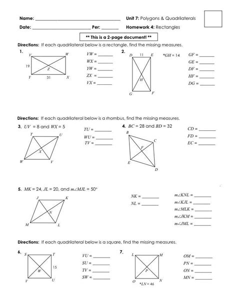 Find measure of each angle. Unit 7 Polygons And Quadrilaterals Answers : Naming ...