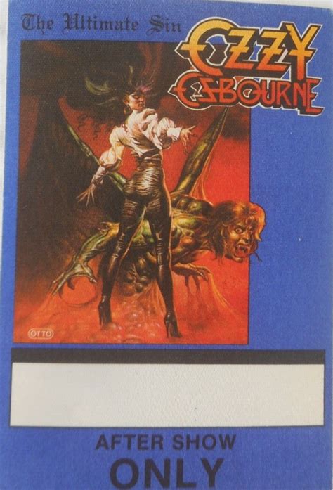 Ozzy Osbourne The Ultimate Sin Tour After Show Backstage Pass Otto Ebay