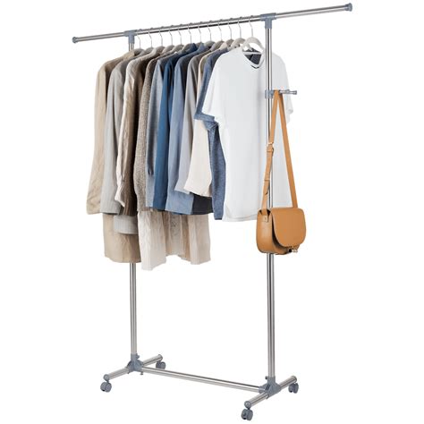 Allieroo Stainless Steel Adjustable Rolling Garment Rack Portable png image