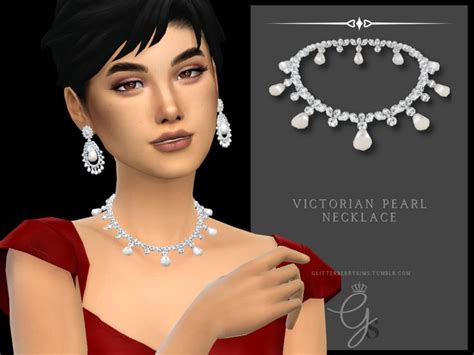 Victorian Pearl Necklace Glitterberry Sims в 2024 г Женские