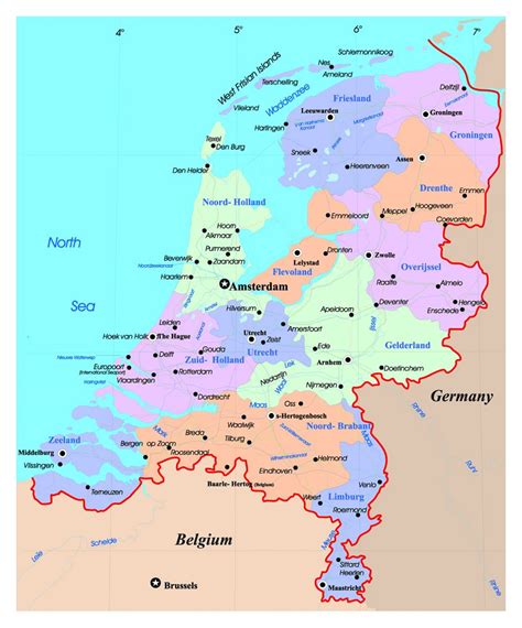 Detailed Political And Administrative Map Of Netherlands Holland With