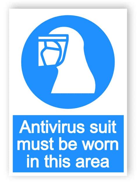 Antivirus Suit Must Be Worn In This Area Portrait Sign Choose