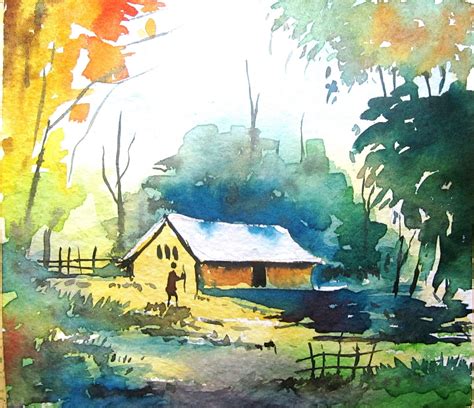 Watercolor Painting Landscape For Beginners Simple Watercolor Landscape