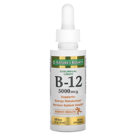 Nature S Bounty Sublingual Liquid Vitamin B12 5 000 Mcg 2 Fl Oz 59 Ml