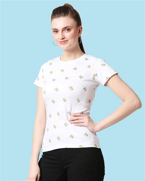 Buy Donald Duck Dl Half Sleeve Aop T Shirt For Women White Online At