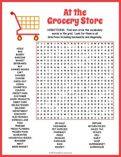 Free Printable Grocery Store Word Search Word Puzzles For Kids Free