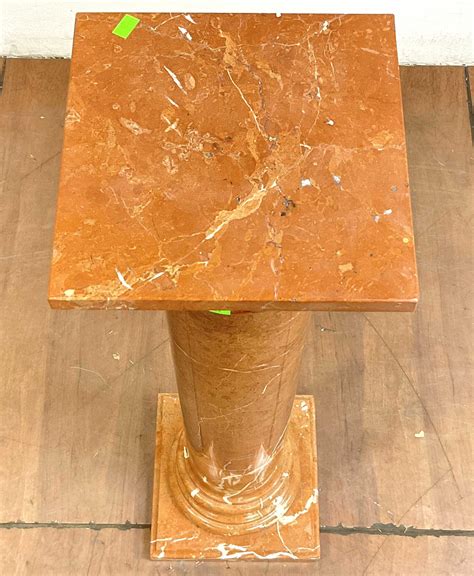 Lot Classical Red Alicante Marble Column Pedestal