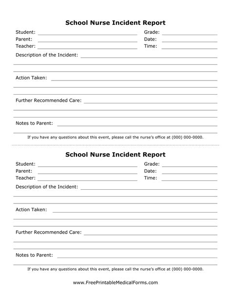 School Nurse Incident Report Form Fill Out Sign Online And Download