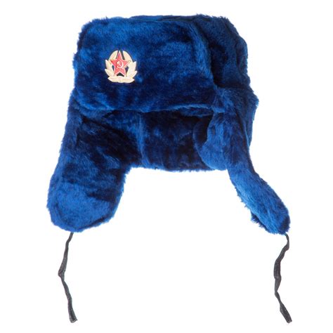 russian ussr army winter dark blue fur ushanka hat soviet etsy