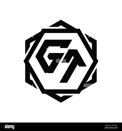Gt Logo Monogram Hexagon Shape With Geometric Abstract Isolated Outline