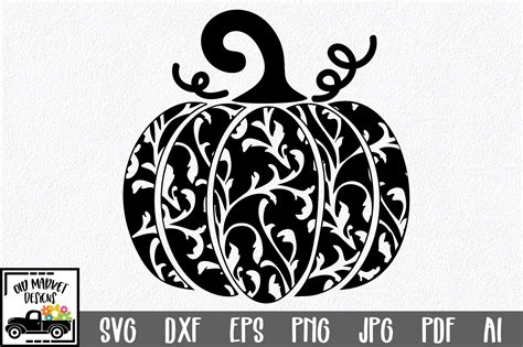 Decorative Pumpkin SVG Cut File - Halloween SVG PNG EPS DXF