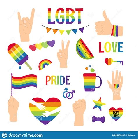 Collection Of Lgbtq Community Symbols Clipart Isolated Stock Vector Illustration Of Parade