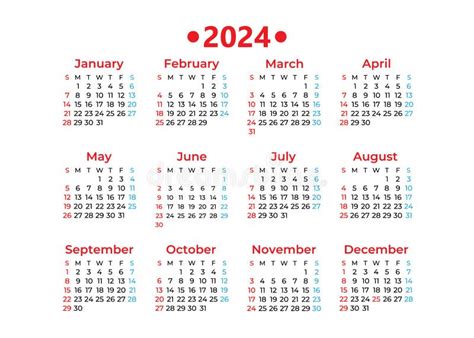 Kalender 2024 Sjabloonvector Eenvoudige Minimale Ontwerpplanner 2024