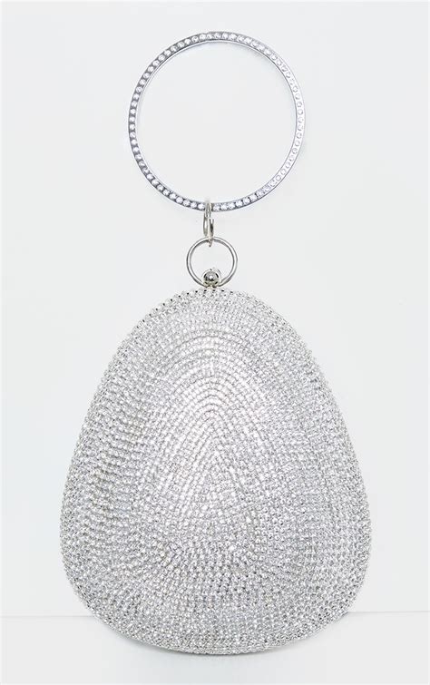 Silver Diamante Oval Bag Accessories Prettylittlething