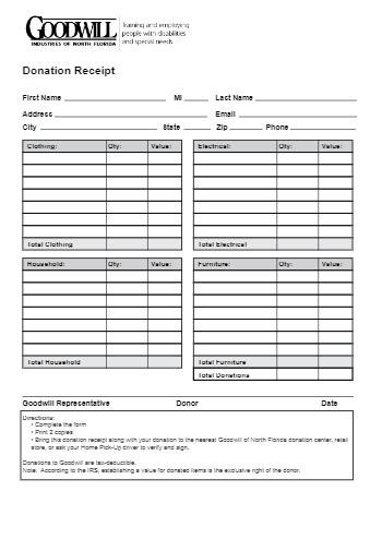 Contact bye bye mattress for free mattress recycling. Goodwill Donation Receipt Template (100% Free) | CocoSign