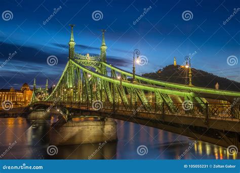 Budapest Hungary The Beautiful Liberty Bridge Szabadsag Hid At Blue