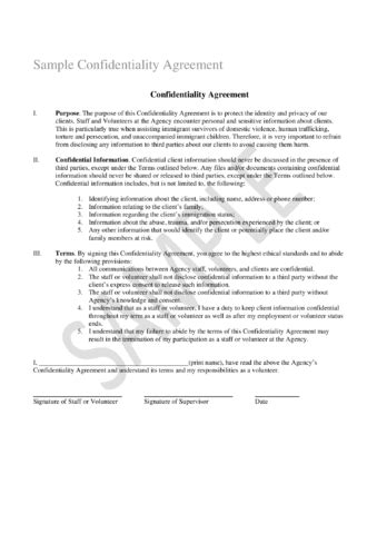 Sample Confidentiality Agreement Template - Edit, Fill ...