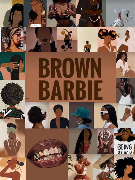 Digital Download Brown Girl Aesthetic Collage Kit Printable Wall Art