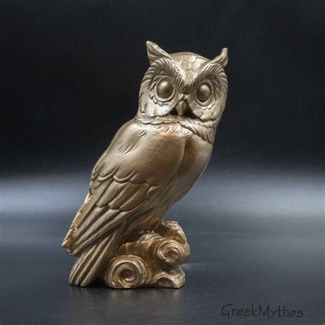 Owl Golden Statue Ancient Greece Goddess Athena Symbol Bird Of Wisdom