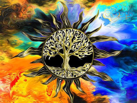 Tree Of Life Inside The Black Sun Digital Art By Abstract Angel Artist