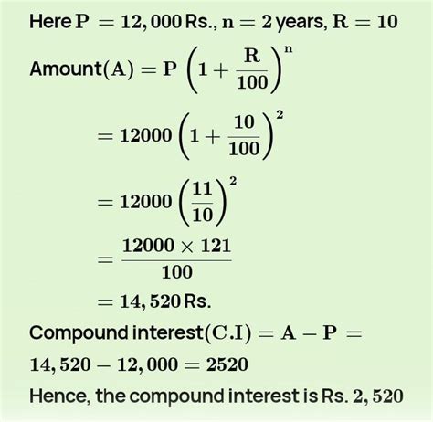 Find The Compound Interest On Rs 12000 For 1 12 Years At 8
