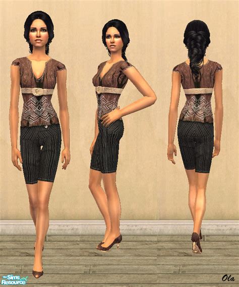 The Sims Resource Fashion Collection 8 Bermuda Shortsandsatin Blouse