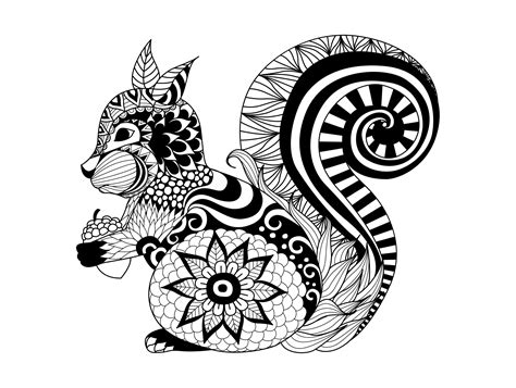 Here are difficult mandalas coloring pages for adults to print for free. Zentangle squirrel - Squirrels & Rodents Adult Coloring Pages