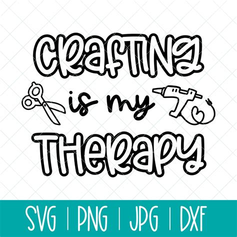Crafting Is My Therapy Svg Cut File With Glue Gun And Scissors
