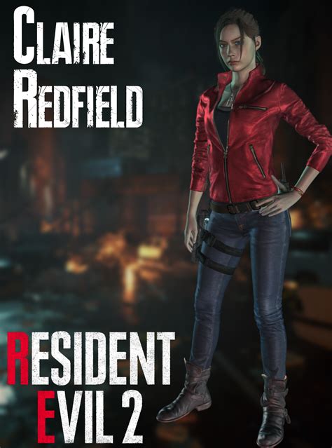 claire redfield re2 remake full body render by franka