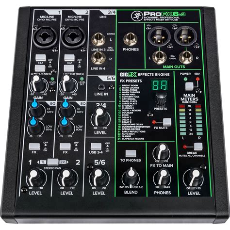 Mackie Profx6v3 6 Channel Professional Effects Mixer With Usb And