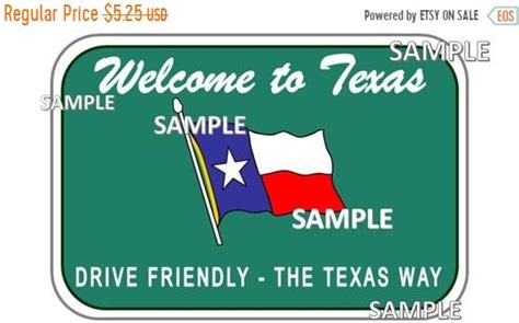 On Sale Texas State Welcome Sign Scrapbook Embellishment Paper Etsy