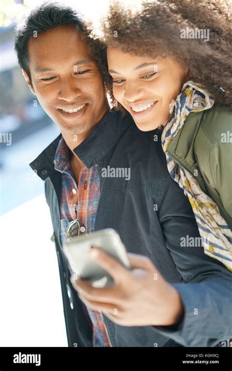 Mixed Race Couple Enjoying Journey In New York Stock Photo Alamy