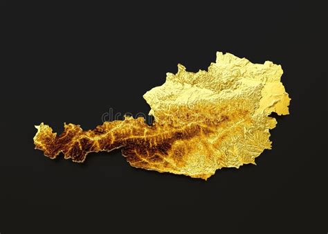 3d Rendering Of A Topography Map Of Austria Isolated On A Black