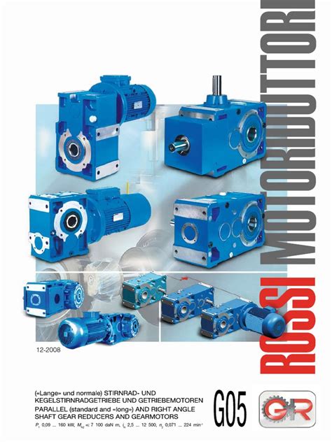 Rossi Series Parallel Rightangle Reducers Gearmotors Catalogue En