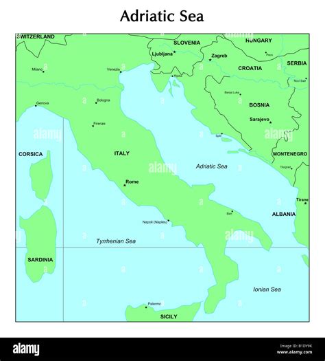 Adriatic Sea Map Stock Photo Alamy